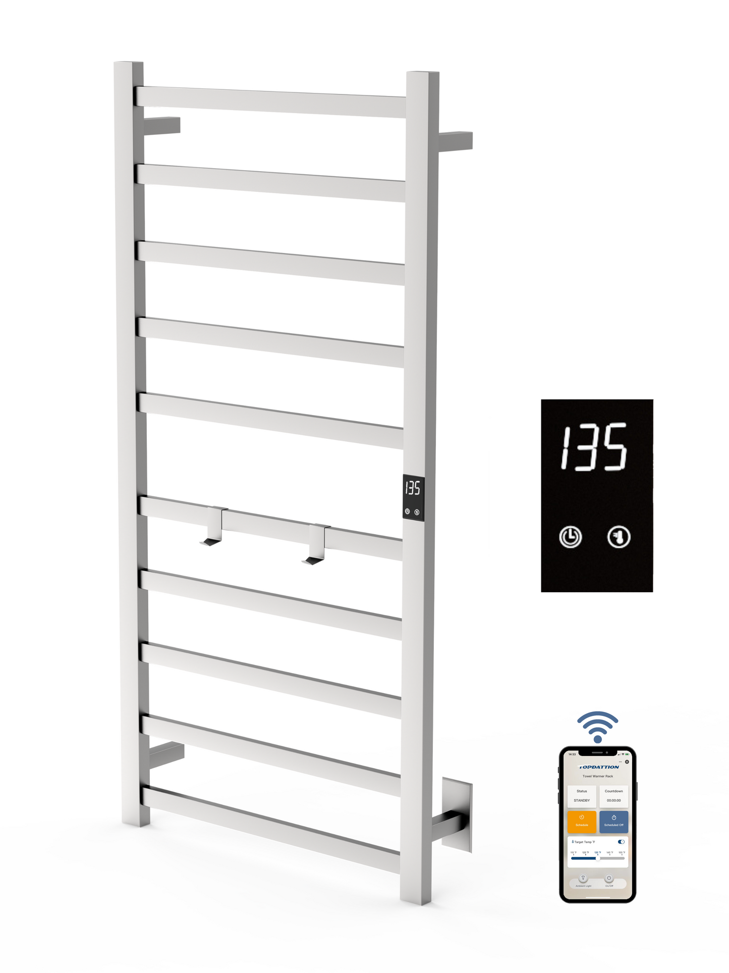 WiFi 10Bar |Smart Wireless Electric Towel Warmer | Blade Thin 10 Bar Design | Alexa & Google Home Compatible