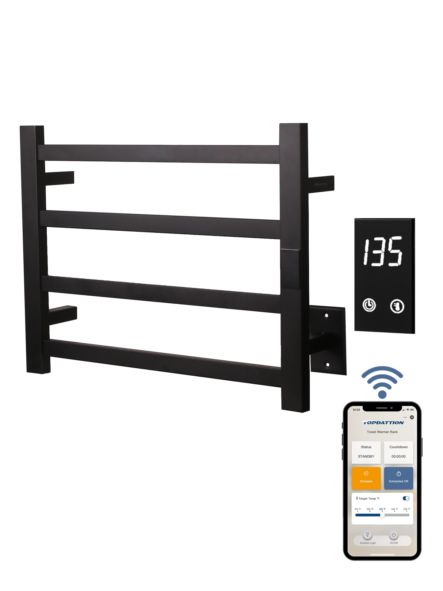 WiFi 4Bar |Smart Wireless Electric Towel Warmer | Blade Thin 4 Bar Design | Alexa & Google Home Compatible